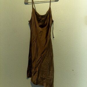 Elegant Asymmetrical Brown Dress